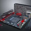 Detailed Computer Motherboard Structure With Slots Chips Circuitry And Components 3d model