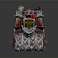 Metallic Utility Vehicle With Red Accents Green Top And Textured Wheels