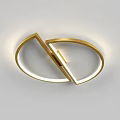 Modern Golden Intersecting Circular Ceiling Light With Sleek LED Ring Design 3d model