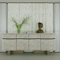 Elegant Curved Marble Sideboard Cabinet With Exquisite Decorations For Modern Luxury Home Dining Space