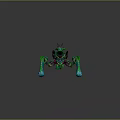 Abstract Fantasy Creature With Green Purple Pink Tentacles And Shiny Glowing Legs