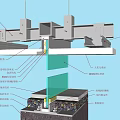 Modern node glass partition wall decoration process node 3d model