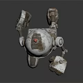 Metallic Silver Robot With Yellow Glowing Eyes And Red Antenna Standing On Dark Background