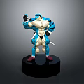 3D Model Action Figure Of Muscular Character With Blue White Outfit Red Shoes Black Base