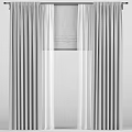 Gray And White Layered Curtains With Sheer Panels For Modern Living Room