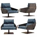 Modern Blue Fabric Sofa Set With Metal Frame And Comfortable Seating Design 3d model