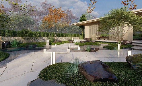 New Chinese Courtyard Garden 3d model