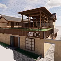 Traditional Building Exterior With Wooden Veranda Tile Roof And Earthen Walls