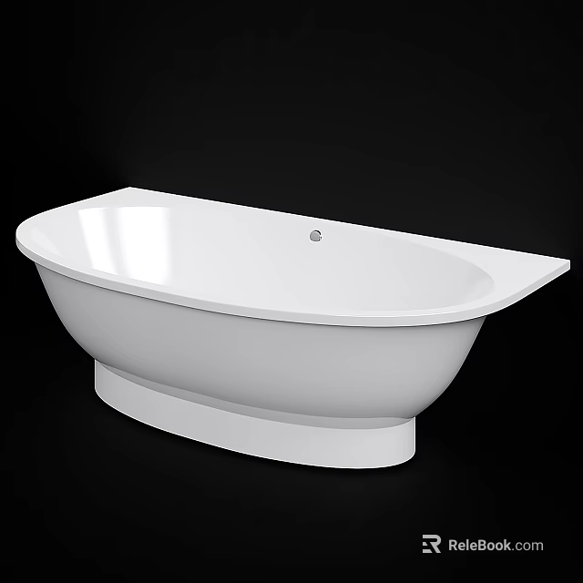 Elegant White Freestanding Bathtub With Modern Design Sleek Surface And Round Drain 3d model 