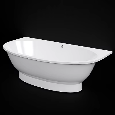Elegant White Freestanding Bathtub With Modern Design Sleek Surface And Round Drain 3d model