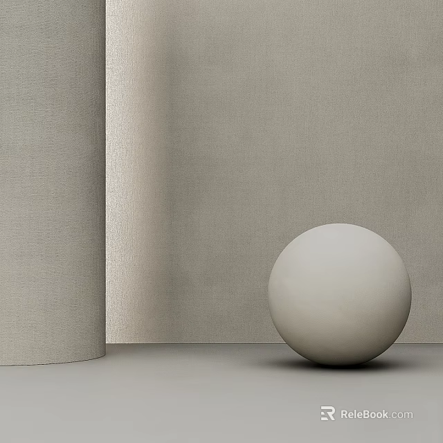 Gray Cylindrical Component And White Sphere Against Gray Textured Wall Background 3d model