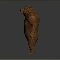 Realistic Brown Bear 3D Model With Standing Posture And Open Mouth