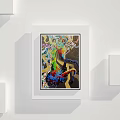 Colorful Abstract Paintings Framed on White Wall Arranged in Grid Pattern 3d model