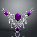 Elegant Fashion Accessory With Large Purple Gemstone Silver Filigree Details And Pearl Accents