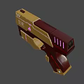 Futuristic Sci Fi Gun With Golden Black Body And Purple Glowing Lines