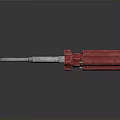 Red Screwdriver With Metal Shaft And Multi Head Red Handle Design