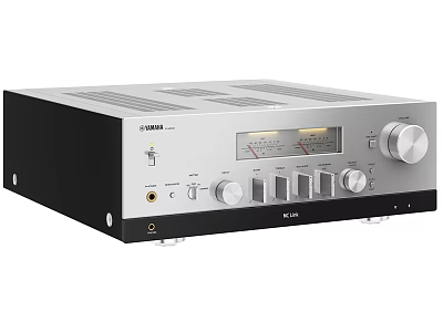 Yamaha Stereo Receiver With Knobs Display Control Panel And Black Silver Design 3d model