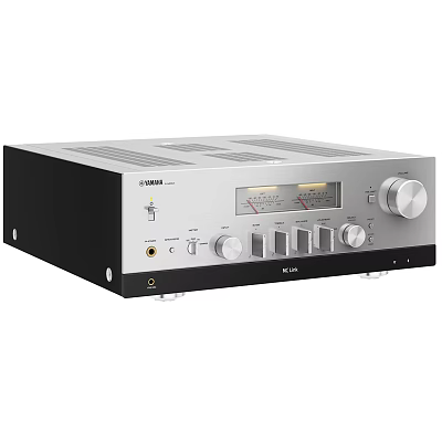 Yamaha Stereo Receiver With Knobs Display Control Panel And Black Silver Design 3d model