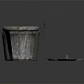 Vintage Weathered Household Items Old Bucket Container With Leaves Round Lid And Small Plate