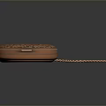Vintage Copper Colored Pocket Watch With Engraved Case And Chain