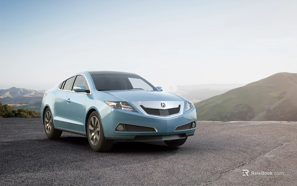 Light Blue Acura Sedan On Road With Mountain View 3d model 