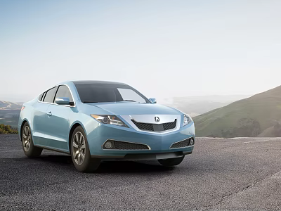 Light Blue Acura Sedan On Road With Mountain View 3d model