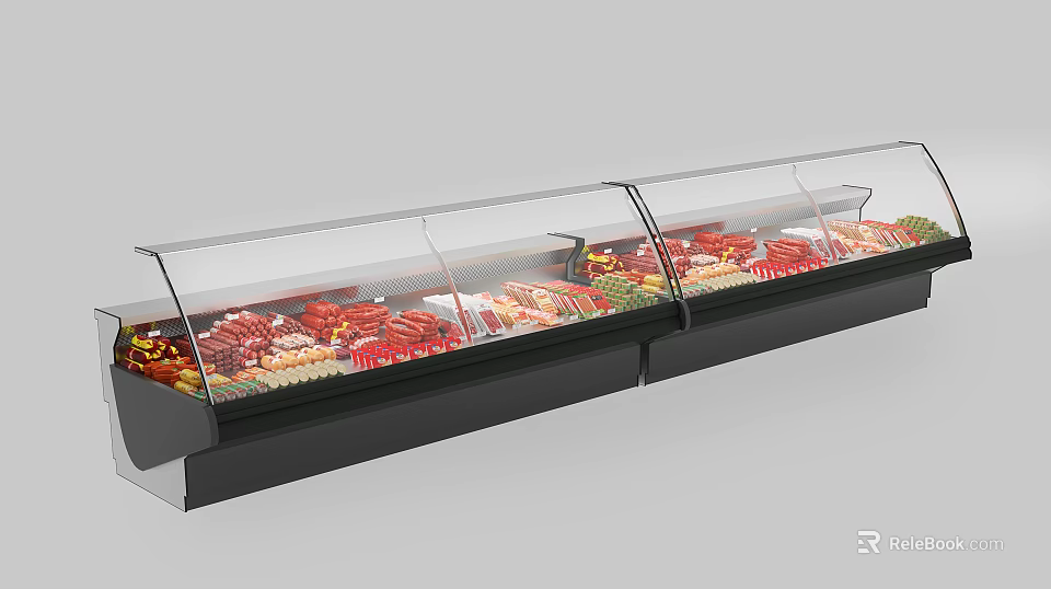 Commercial Refrigerated Display Case With Glass Door For Fresh Meat Fruits And Vegetables 3d model 
