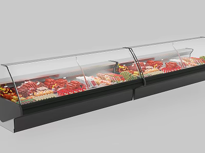 Commercial Refrigerated Display Case With Glass Door For Fresh Meat Fruits And Vegetables 3d model