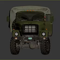 Green Military Transport Truck With Covered Cargo Bed And Heavy Duty Wheels