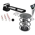 Complete Mini Bowling Sports Equipment Set With Lane Pins Balls Scoring Monitors And Rack