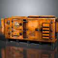 Orange Heavy Duty Industrial Generator With Metal Casing Control Panel And Vents On Wheeled Base