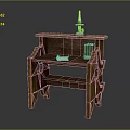 Wooden Nightstand With Multiple Shelves Classic Design And Candle Holder Books