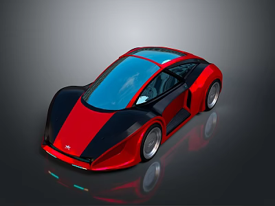 Red And Black Concept Sports Car With Sleek Aerodynamic Design Transparent Roof And Stylish Wheels 3d model