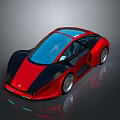 Red And Black Concept Sports Car With Sleek Aerodynamic Design Transparent Roof And Stylish Wheels