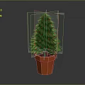 Green Decorative Christmas Tree With Red Ornaments In Orange Pot For Home Decor