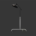 Modern Floor Standing Lighting Combination With Black Shade Metal Stand And Mobile Wheel Base