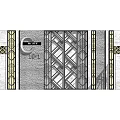 Building Exterior Wall With Decorative Lattice Gate Geometric Patterns And Stone Pillars