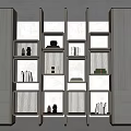 Modern Bookshelf Bookcase Decorative Cabinet Antique Rack Combination 3d model