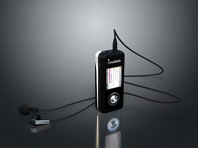 SanDisk Black Portable Audio Player with Screen Headphones and Microphone for Computer Use 3d model