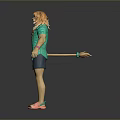 Cartoon Character With Lion Headgear Green Open Shirt Denim Shorts And Sandals