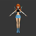 Red Haired Fairy With Blue Outfit Wings White Gloves And Blue Boots