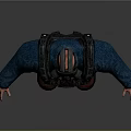 Person In Blue Protective Suit With Gas Mask And Black Tactical Vest