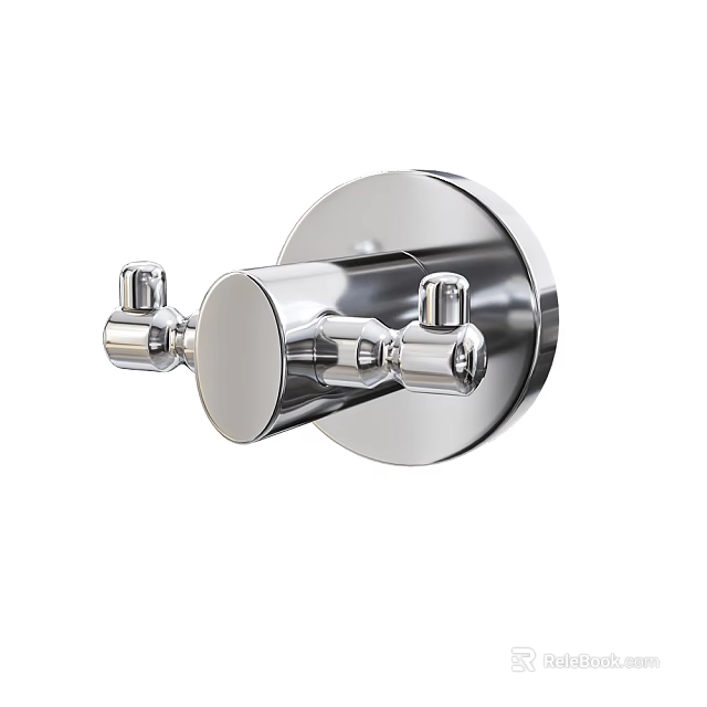 Wall Mounted Double Hook With Chrome Plated Round Base And Modern Polished Design 3d model