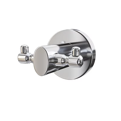 Wall Mounted Double Hook With Chrome Plated Round Base And Modern Polished Design 3d model