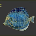 Artistic Blue Fish Character 3D Model With Textured Design And Shiny Scales