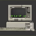 Vintage Computer System With Monitor Keyboard Mouse And Green