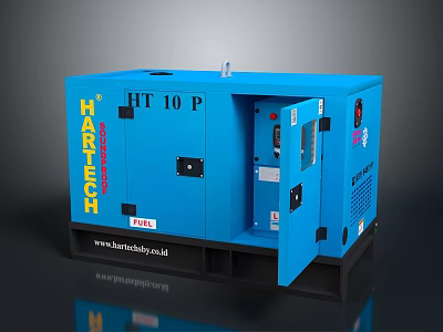 HARTECH HT 10 P Blue Enclosed Diesel Generator For Industrial Power Supply 3d model