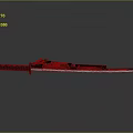Modern Tactical Knife With Long Blade Black Handle Red Accents And Blue Light Effects