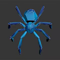 Blue Glass Spider With Transparent Legs And Reflection On Black Background 3d model