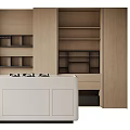 Modern Kitchen Interior Design with White Island Counter Stovetop Faucet and Light Wood Cabinets